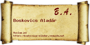 Boskovics Aladár névjegykártya